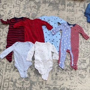 GAP Stars & Stripes Lot of Footed PJs & Bodysuits